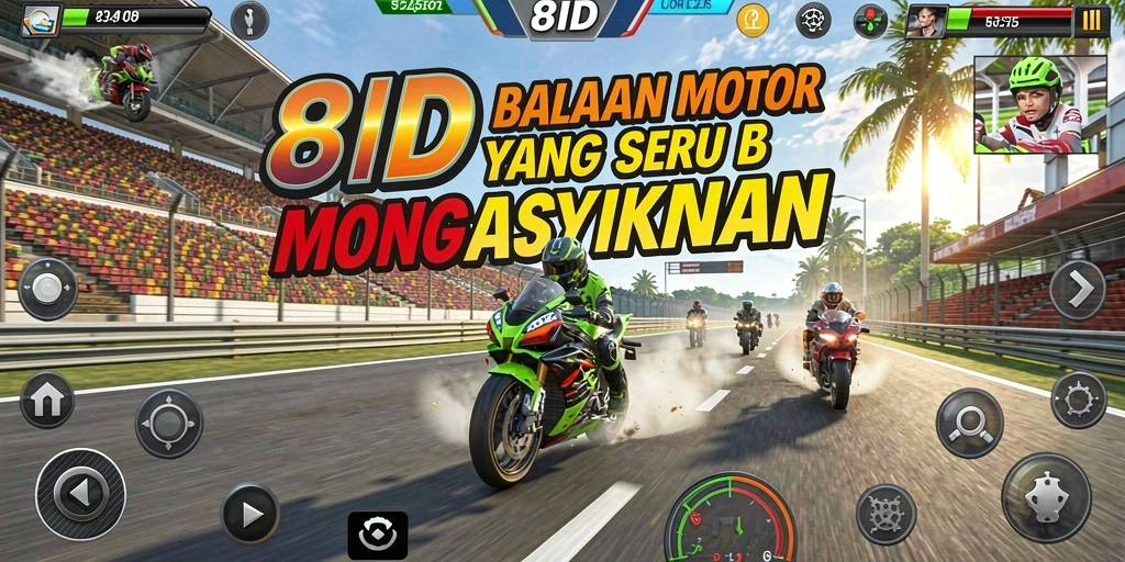 Tampilan gameplay balapan motor yang menegangkan dan mengasyikkan.