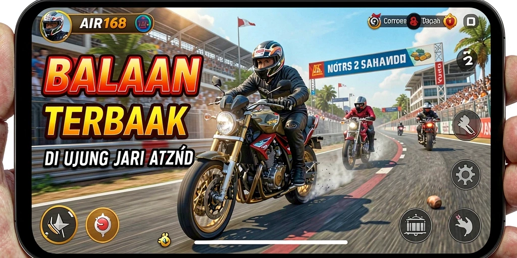 Screenshot menunjukkan gameplay balapan motor yang mendebarkan di AIR168.