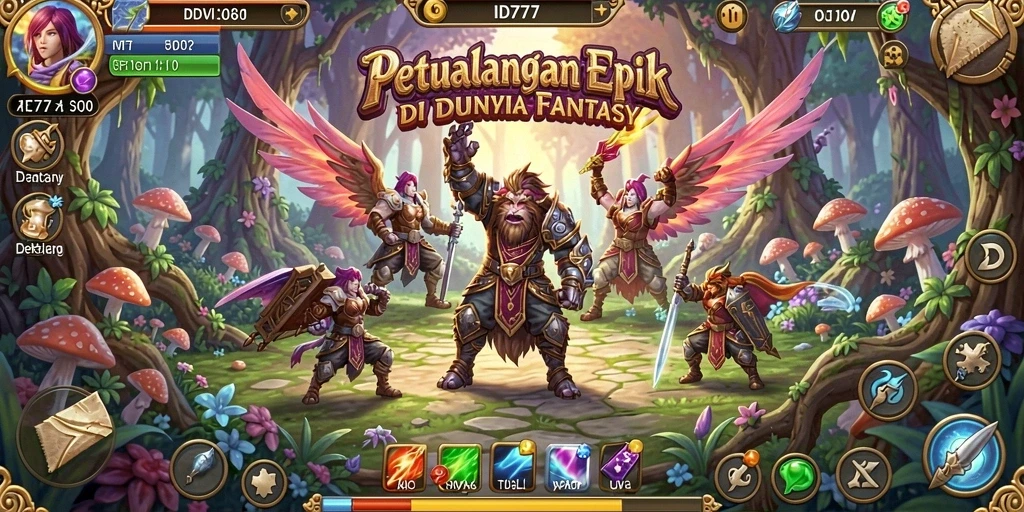 Tangkapan layar permainan ID777 menampilkan aksi pertempuran epik dari karakter utama.