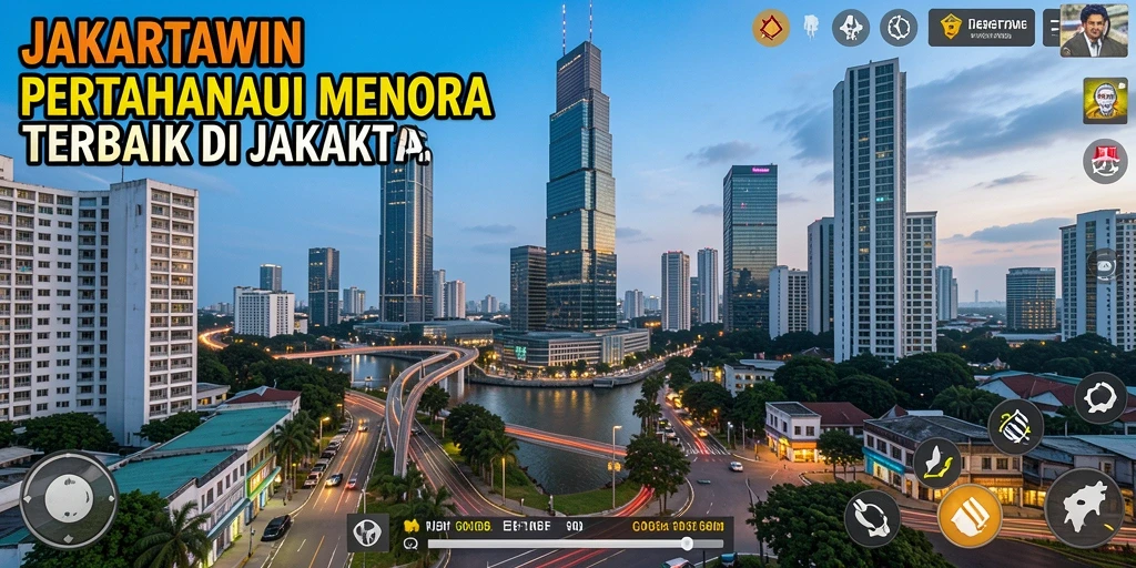 Tampilan menarik dari gameplay pertahanan menara JAKARTAWIN.