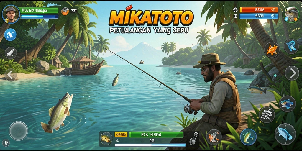 Screenshot gameplay MIKATOTO menampilkan pengalaman memancing yang seru dan beragam.