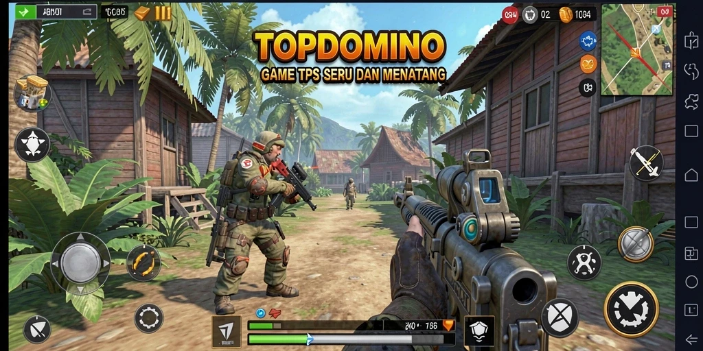 Menampilkan aksi seru dalam gameplay TPS TOPDOMINO.